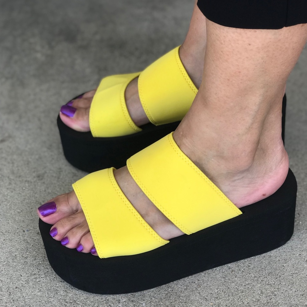 Cherish Neon Flip Flop Wedge Flatform Sandal 10 - Picture 8 of 8